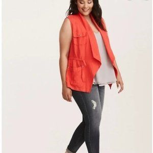 Coral linen vest